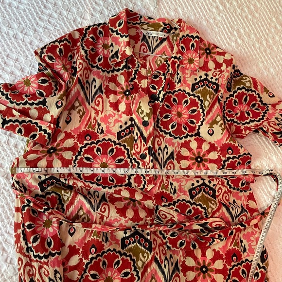 Zara Alesia belted midi print maxi dress | red & black multi floral tribal print - Picture 10 of 14